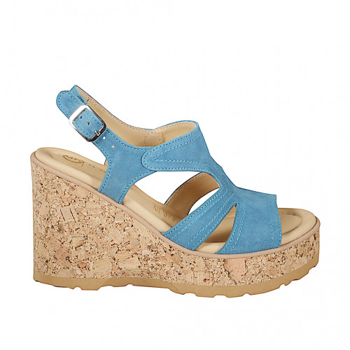 Sandalen Damenschuhe 34 in Wildleder Hellblau GHIGO