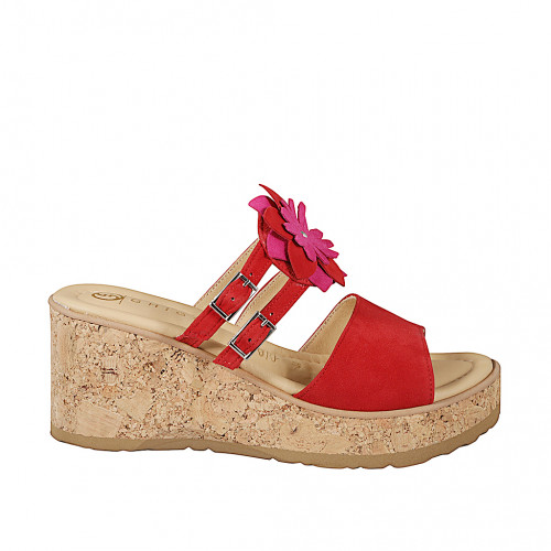 Mules Woman 33 in Suede Red GHIGO