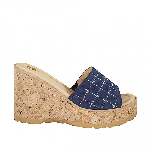 Mules Woman 33 in Suede Blue GHIGO