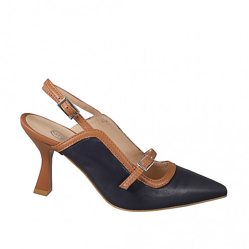 Slingbacks Woman 33 in Leather Blue GHIGO