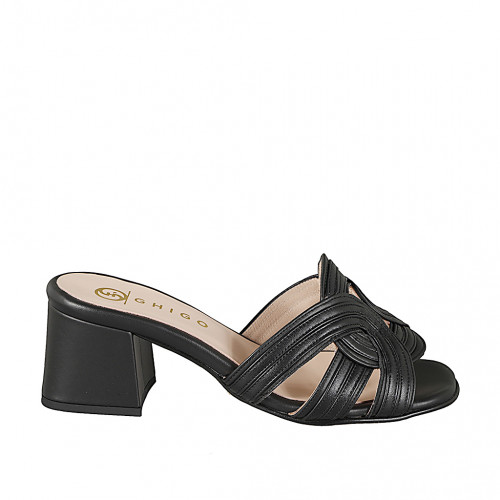 Mules Woman 44 in Leather Black GHIGO