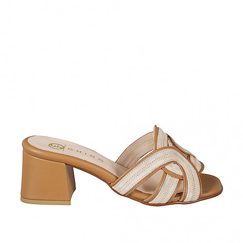 Mules Woman 33 in Leather Beige GHIGO