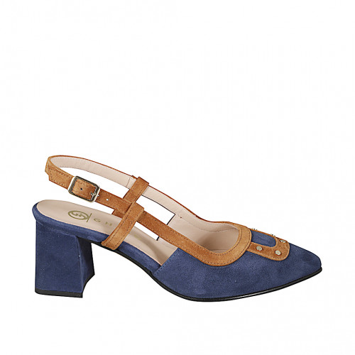Slingbacks Woman 33 in Suede Blue GHIGO