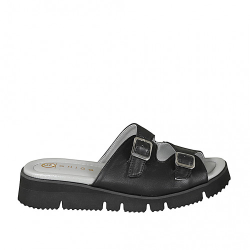 Pantoletten Damenschuhe 34 in Leder Schwarz GHIGO
