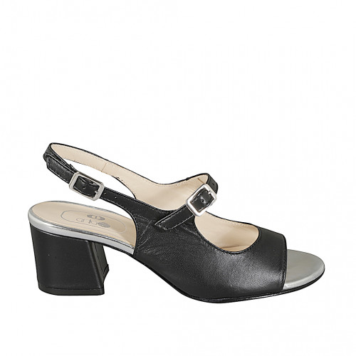 Sandals Woman 33 in Leather Silver GHIGO