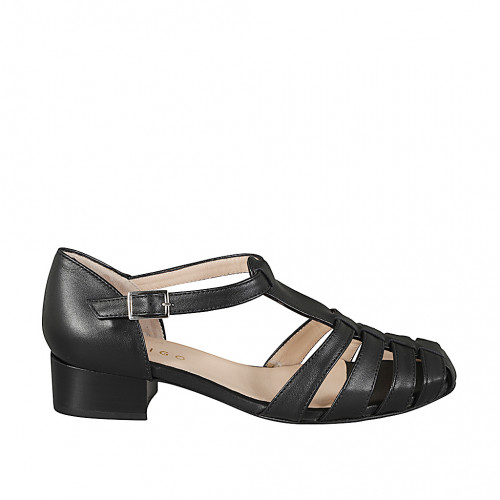 Offene Schuhe Damenschuhe 32 in Leder Schwarz GHIGO