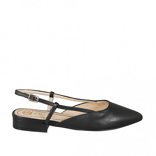Slingbacks Damenschuhe 33 in Leder Schwarz GHIGO