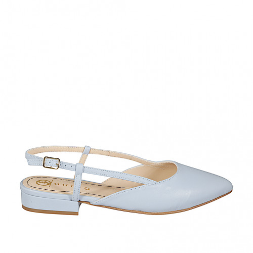 Slingbacks Damenschuhe 44 in Leder Hellblau GHIGO
