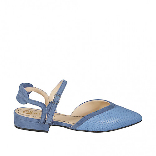 Slingbacks Woman 34 in Leather Blue GHIGO