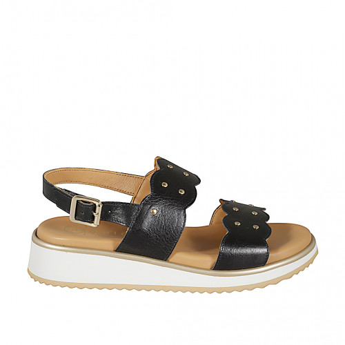 Sandals Woman 32 in Leather Black GHIGO