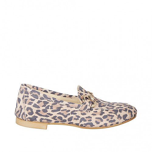 Mokassins Damenschuhe 33 in Wildleder Leopardenmuster GHIGO