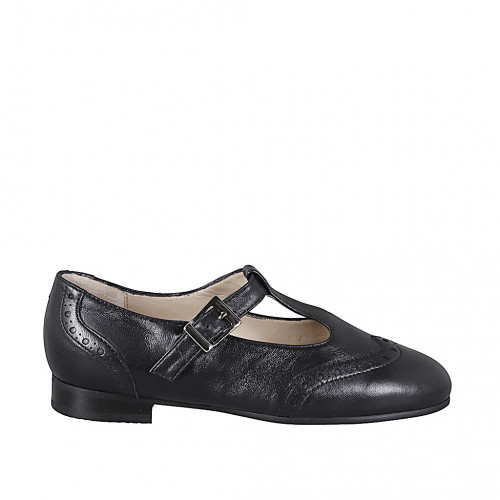 Ballerinas Woman 35 in Leather Black GHIGO