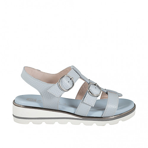 Sandals Woman 32 in Leather Light blue GHIGO