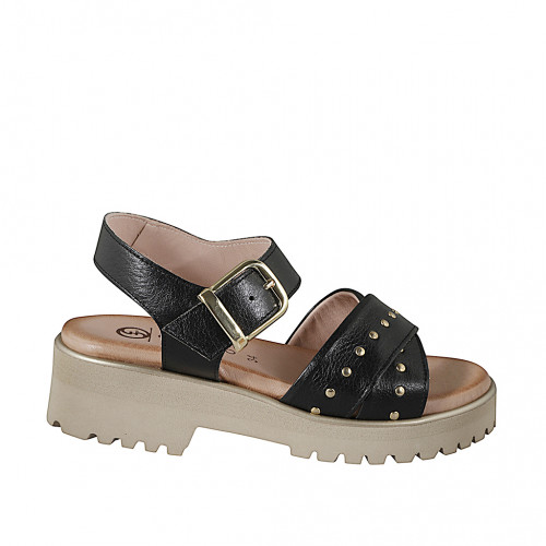 Sandalen Damenschuhe 43 in Leder Schwarz GHIGO