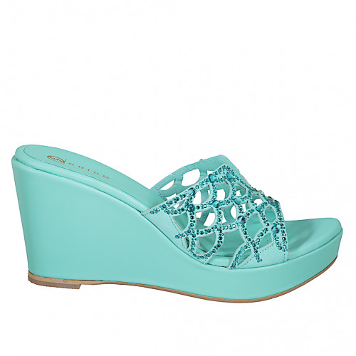 Women's shoes Woman 43 in Leather Turquoise GHIGO