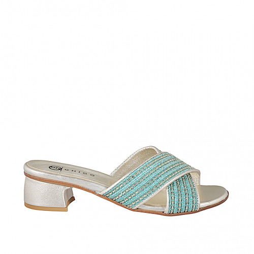 Pantoletten Damenschuhe 32 in Stoff Türkis GHIGO