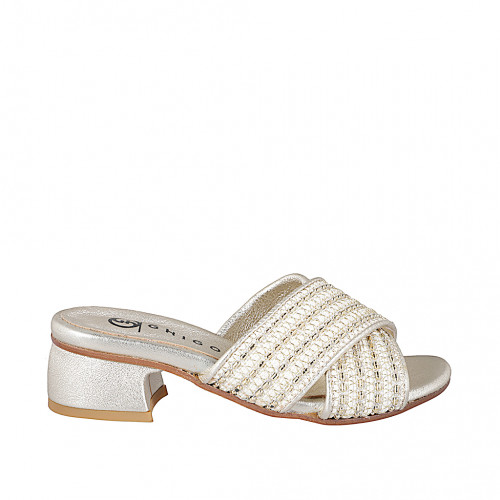 Pantoletten Damenschuhe 46 in Stoff Weiß GHIGO