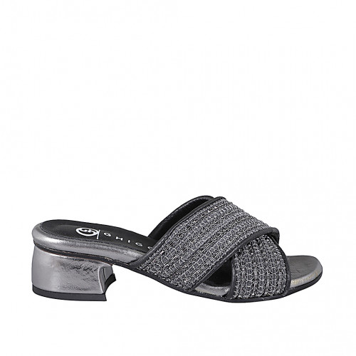 Pantoletten Damenschuhe 35 in Stoff Silber GHIGO