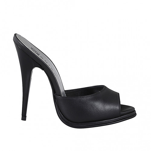 Mules Woman 32 in Leather Black GHIGO