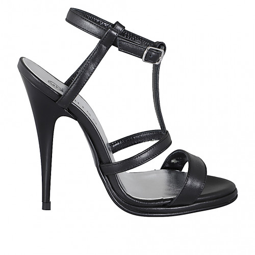 Sandalen Damenschuhe 45 in Leder Schwarz GHIGO