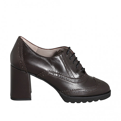 Women's shoes Woman 44 in Leather Brown GHIGO