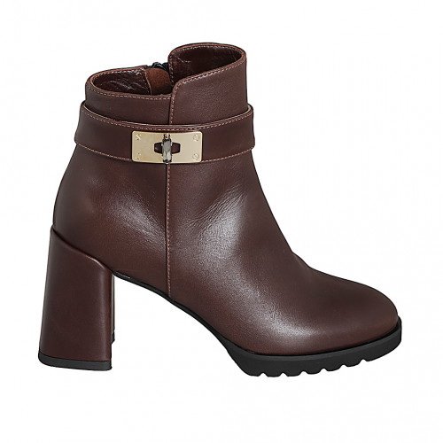 Ankle boots Woman 46 in Leather Brown GHIGO