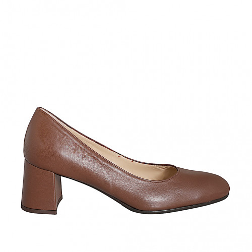 Pumps Woman 32 in Leather Cognac Brown GHIGO