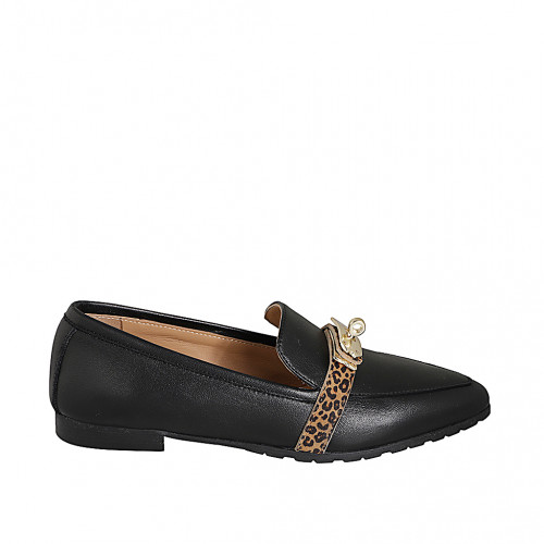 Loafers Woman 34 in Leather Black GHIGO