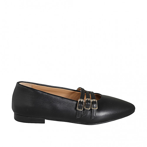 Ballerinas Woman 33 in Leather Black GHIGO