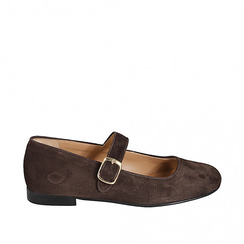 Ballerinas Woman 34 in Suede Brown GHIGO