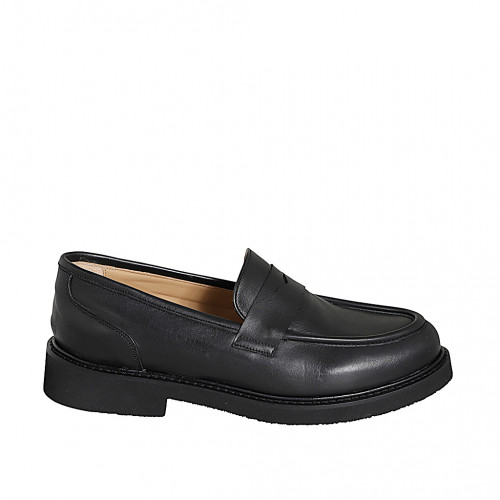 Loafers Woman 32 in Leather Black GHIGO