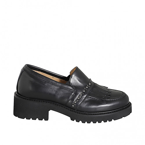 Mokassins Damenschuhe 44 in Leder Schwarz GHIGO