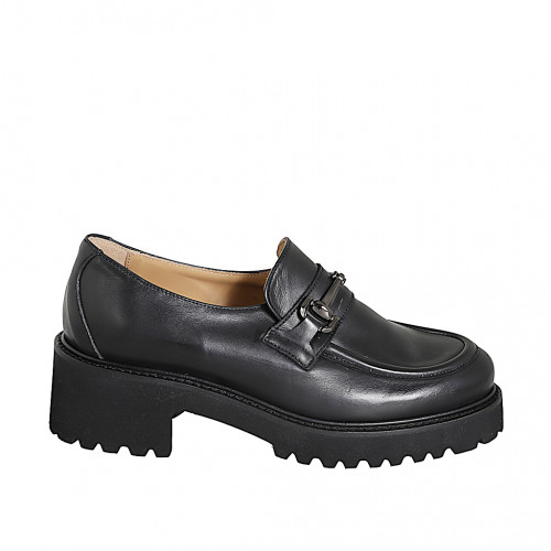 Mokassins Damenschuhe 46 in Leder Schwarz GHIGO