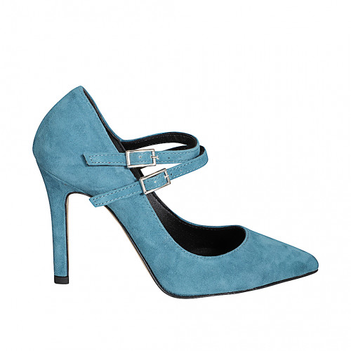Pumps Woman 32 in Suede Blue GHIGO
