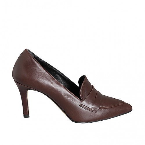 Loafers Woman 33 in Leather Brown GHIGO