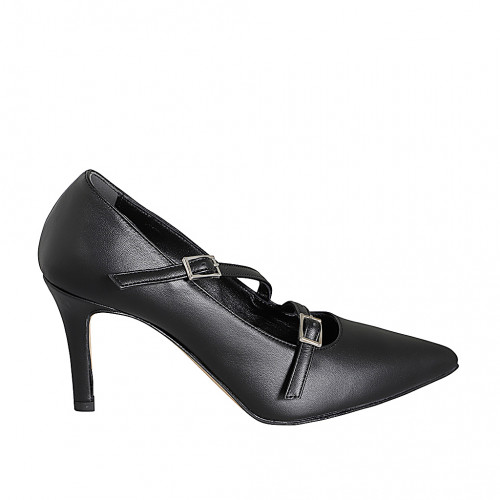 Pumps Woman 32 in Leather Black GHIGO