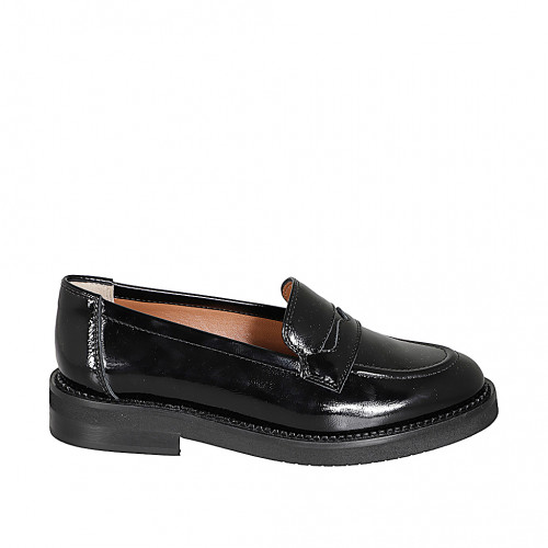 Mokassins Damenschuhe 45 in Lackleder Schwarz GHIGO