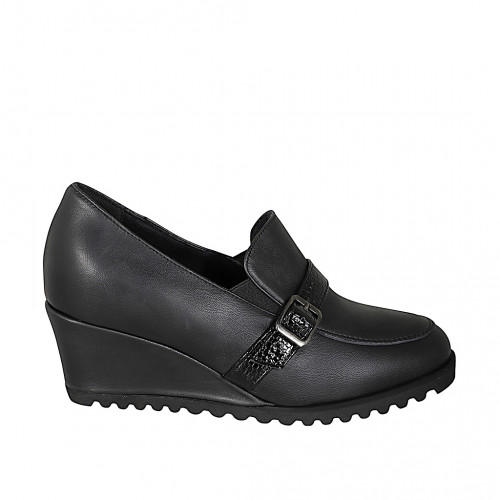 Loafers Woman 32 in Leather Black GHIGO