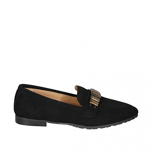 Loafers Woman 33 in Suede Black GHIGO