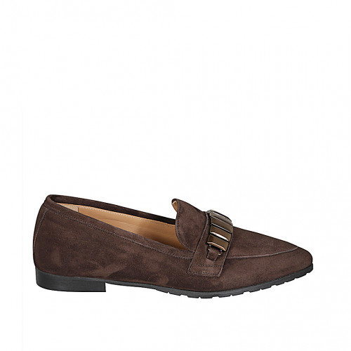 Mokassins Damenschuhe 46 in Wildleder Braun GHIGO